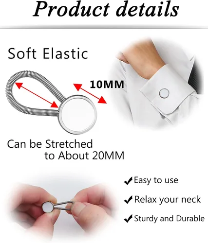 Vista 2 de 24 extensores de cuello para camisas de hombre, extensores elásticos de botón para el cuello para trajes pantalones