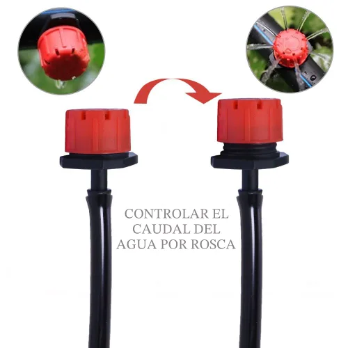 Vista 4 de 100 unidades de aspersores de riego ajustables de 360 grados, emisores de 1/4 de pulgada para sistema de riego de Korty Goteo de emisores