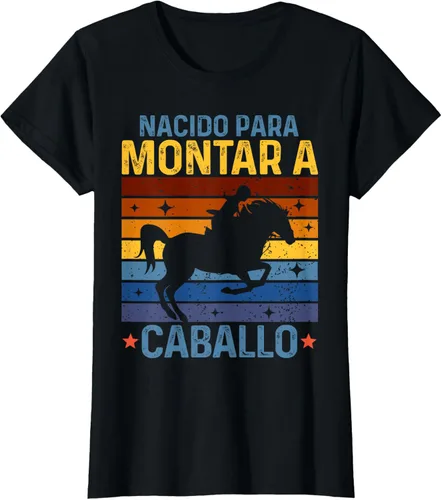 Vista 24 de Horse Rider Equestrian Riding Nacido Camiseta Para Montar A Caballo Negro