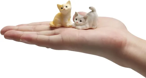 Vista 3 de Exasinine 18 figuras de gato en miniatura, modelo de animales de mini gatitos para jardín de hadas, paisaje de musgo, manualidades de terrario
