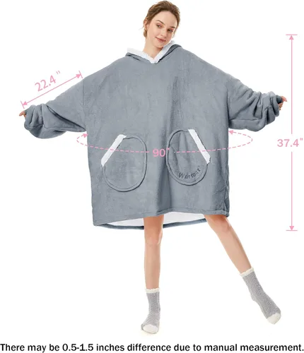 Vista 6 de American Trends Wearable Blanket Hoodie, Oversized Sherpa Warm Hoodie Blanket Thick Sweatshirt, Gift for Women Men Girls