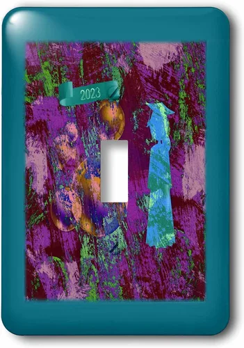 Vista 2 de 3dRose Image of Girl Graduate, Abstract Sphere, Maroon, Green, Coral, 2023 2 plug outlet cover