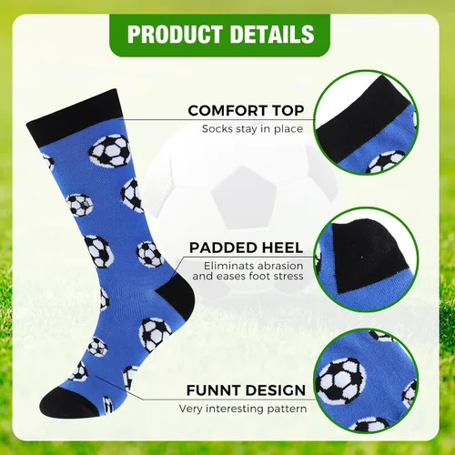 Vista 2 de 6 pares de calcetines de voleibol para hombre, divertidos calcetines deportivos para amantes del voleibol de fútbol, regalo para mujeres, correr