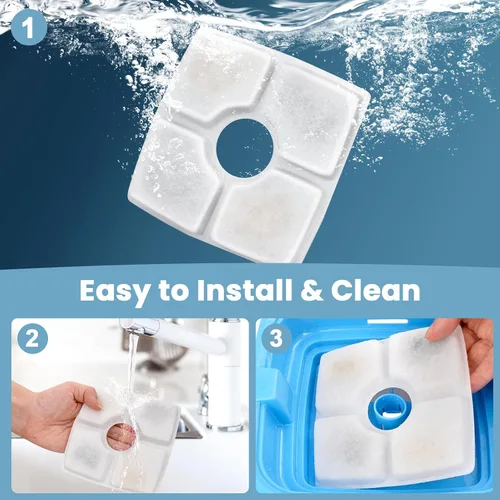 Vista 7 de Repuesto de filtro de fuente de agua para gatos, paquete de 8 filtros de fuente para gatos compatibles con dispensador de agua automático cuadrado