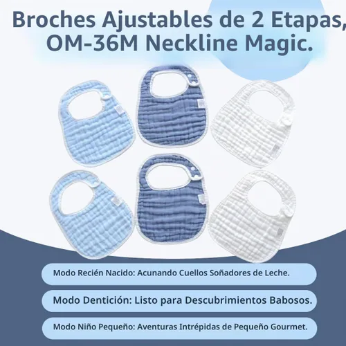Vista 3 de MUKIN - Baberos y paños de muselina para bebé, paquete de 6, algodón suave y absorbente, ajustables