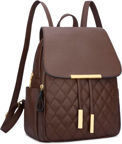 Vista 24 de KKXIU - Mochila de cuero de moda para mujeres y damas, bolsa de viaje y para el día, con correa para los hombros, A-Negro, Mediana, Mochila