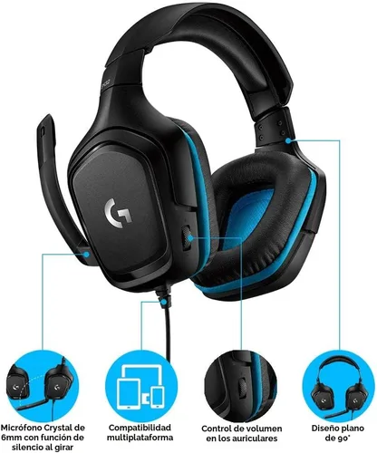 Vista 6 de Logitech G432 Auriculares con cable para juegos, color negro