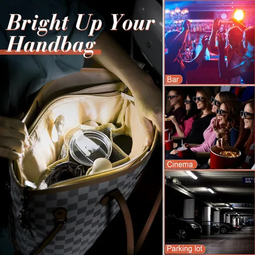 Vista 3 de Joqixon Organizador de bolso para bolsos, organizador de bolsas de piel sintética para bolso con luz LED, bolso y moldeador de bolso con llavero
