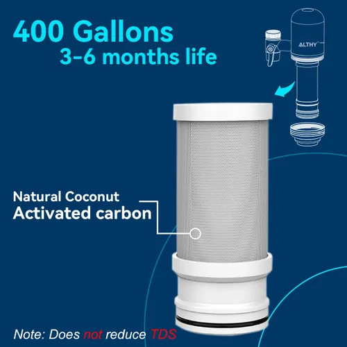 Vista 4 de ALTHY Sistema de filtración de agua de acero inoxidable, purificador de filtro de agua de 400 galones sin BPA para grifo de fregadero, certificado