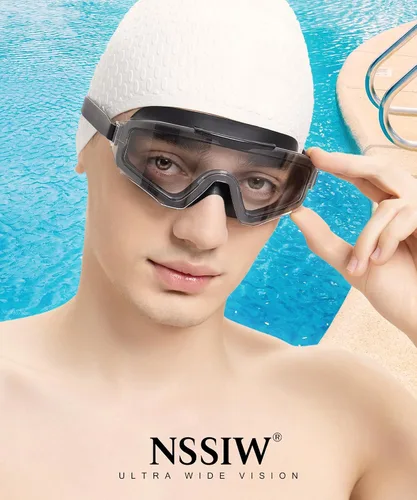 Vista 2 de NSSIW Gafas de natación para adultos, para natación, sin fugas, con protección UV400, antivaho y amplia visión para hombres y mujeres, paquete de 3