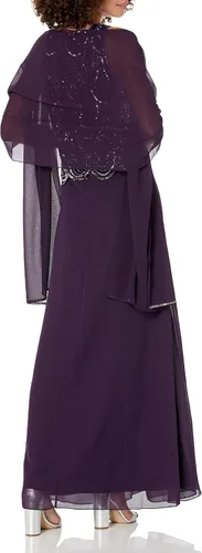 Vista 38 de J Kara Vestido largo sin mangas con cuentas y bufanda para mujer, talla grande