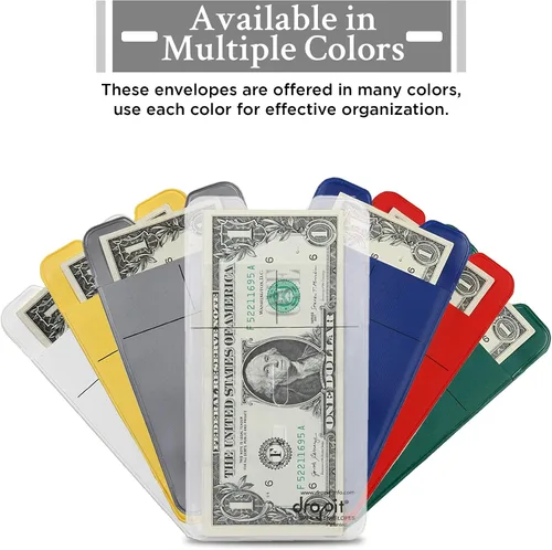 Vista 4 de UBICON 10 sobres azules reutilizables Dropit Safe para depositar monedas y dinero, tamaño 10, azul Secure Cash Handling Heavy-Duty Vinyl