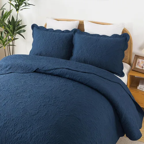 Vista 62 de HoneiLife Juego de ropa de cama tamaño Queen, juego de edredón de microfibra para cama Queen, colchas ligeras de 3 piezas, edredones reversibles