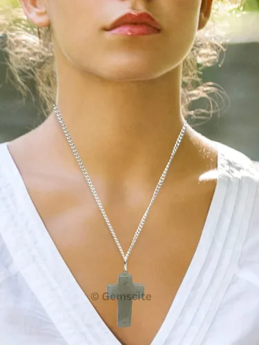 Vista 6 de GEMSCITE Colgante de cruz de piedras preciosas con cadena de 24 pulgadas + bolsa de cristal curativo de moda, hecho a mano, para hombres y mujeres