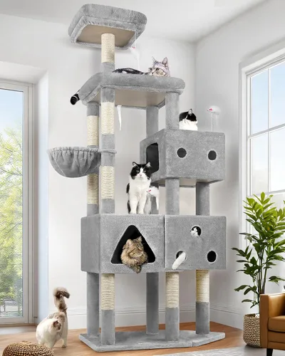 Vista 11 de Globlazer Torre Extra Grande para Gatos, Árbol de Gato de 81 Pulgadas de Altura para Gatos Grandes de 20 Libras, Torre XXL de Rascado para Gatos