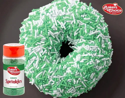 Vista 5 de Bakers Choice - Gránulos verdes para hornear, gránulos Jimmies para aderezos de helado, sin lácteos, Kosher de 2.8 onzas
