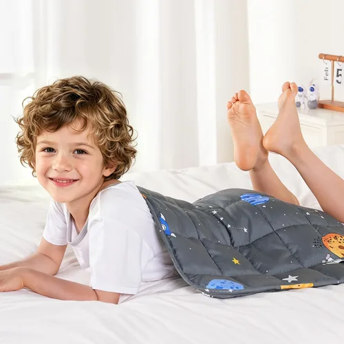 Vista 14 de Mr. Sandman Manta con peso de 3 libras, lavable, mejor para 20 a 40 libras, manta pesada de algodón transpirable con cuentas de vidrio no tóxicas