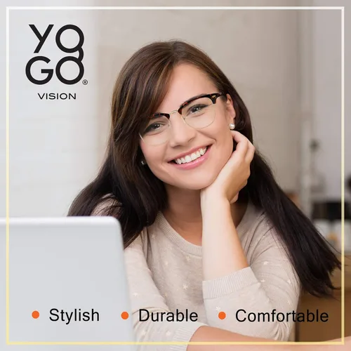 Vista 3 de Yogo Vision Blue Light Glasses for Men and Women Semi Rimless Half Rim Computer Eyeglasses