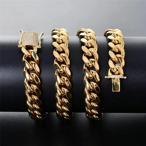 Vista 3 de NA JYXING - Cadena grande de oro hip hop collar cubano de cobre chapado en oro de 18 quilates cadena de diamantes para hombre 26 pulgadas 0394in