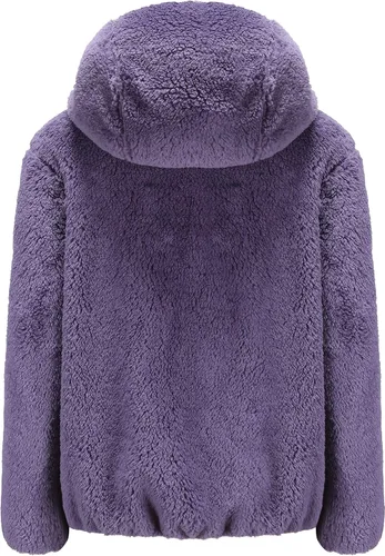 Vista 2 de Chaqueta sherpa de forro polar suave con capucha y cremallera completa para niña Violeta oscuro
