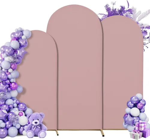 Vista 11 de Juego de 3 fundas elásticas para telón de fondo para arco de boda, 7.2 pies Negro