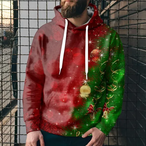 Vista 3 de Sudadera con estampado navideño de invierno para hombre, suéter feo de Navidad, suéteres feos de Navidad para hombres