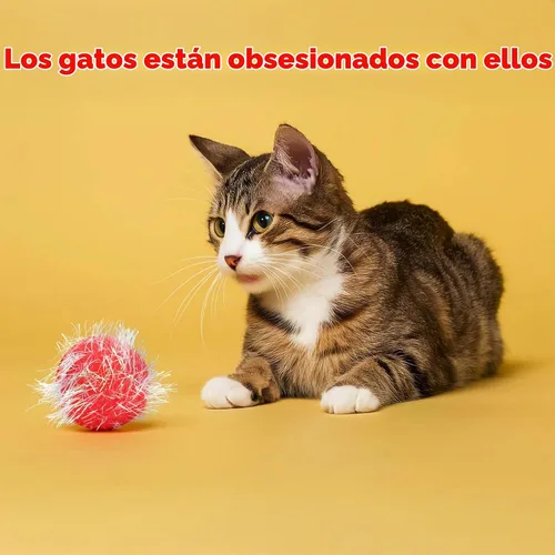 Vista 5 de 30 bolas de pompones brillantes de 1.2 pulgadas para gatos, bolas interactivas con purpurina, multicolor, lo mejor como juguetes de juego