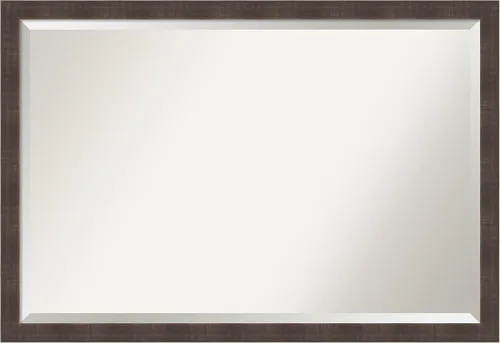 Vista 68 de Amanti Art Espejo de pared marrón de 26 x 22 pulgadas, espejo rectangular de baño de Alejandría marrón rústico para decoración de pared, sala