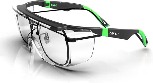 Vista 10 de DEX FIT Safety Glasses SG210 Series - Anti-Fog & Scratch Resistant Z87.1 Certified, Adjustable Temples Azul