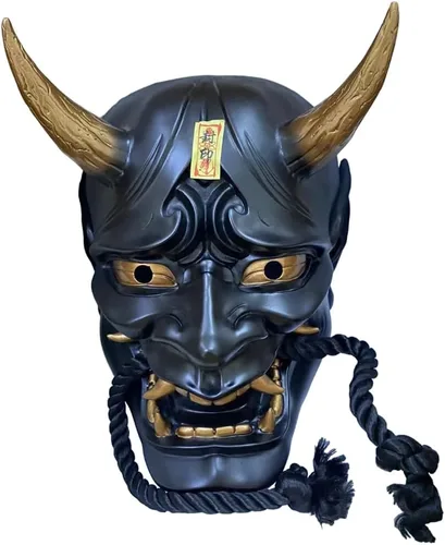Vista 13 de Máscara de fantasma samurái japonés para Halloween y cosplay (negro y rojo)