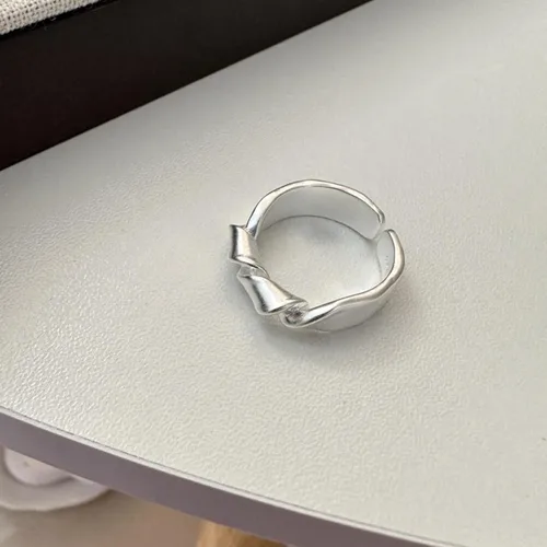 Vista 133 de Anillo de plata de ley 925, minimalista, ajustable, hecho a mano, para mujeres y niñas