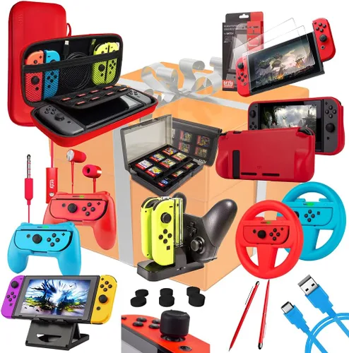 Vista 2 de Orzly Ultimate Geek Pack & Auriculares VR para Nintendo Switch- Paquete ColourPop