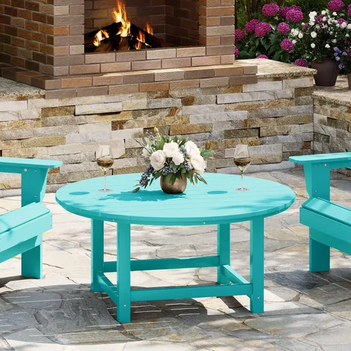 Vista 19 de WestinTrends Mesa de café de patio cuadrada de HDPE Malibu para exteriores de bajo perfil, marrón oscuro