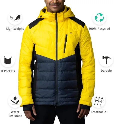 Vista 23 de Apricoat EcoDown Jacket - Chaqueta acolchada con capucha ligera y resistente al agua - Abrigo de invierno resistente al viento con aislamiento