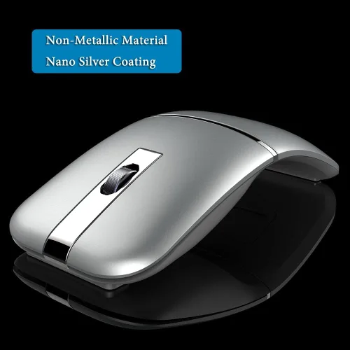Vista 2 de Ratón de arco inalámbrico Bluetooth, modelo dual (2.4 G + BT5.1), mouse plegable giratorio para Microsoft, ratones portátiles recargables