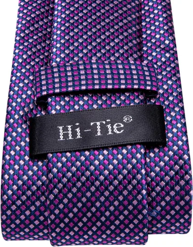 Vista 194 de Hi-Tie Corbata clásica de cachemira para hombre con pañuelo y gemelos a cuadros