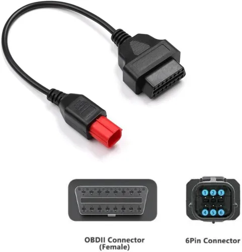 Vista 2 de Cable adaptador OBD2 de 6 pines para Guzzi Suzuki Yamaha Harley Davidson Piaggio Vespa motocicleta OBD cable de diagnóstico Euro5 6pin conector