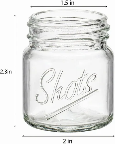 Vista 2 de Lawei Paquete de 24 vasos de chupito de 2 onzas, mini tarros de masón, vasos de chupito transparentes, vasos pequeños para vodka, whisky, tequila
