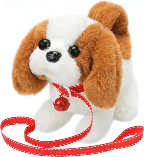 Vista 9 de KSABVAIA Juguete de Peluche Golden Retriever Cachorro Perro Electrónico Interactivo - Camina, Ladra, Mueve la Cola, se Estira, Compañero Animal
