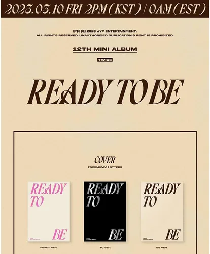 Vista 2 de TWICE - LISTO PARA SER 12º Mini álbum+Beneficio de Pre-Pedido+Póster Plegado (READY+TO+BE ver. SET, 3 carteles plegados)