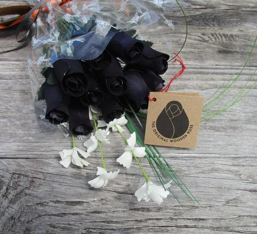 Vista 9 de Ramos originales de rosas de madera en 1, 2, o 3 docenas, Madera de abedul, 1 Docena