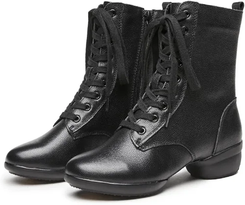 Vista 2 de Zapatos de jazz para mujer, con cordones, para bailar, caminar, tenis de baile modernos con suela dividida