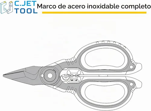 Vista 5 de C.JET TOOL Tijeras de electricista de acero inoxidable de 6 pulgadas para cable blando de cobre de aluminio (turquesa)