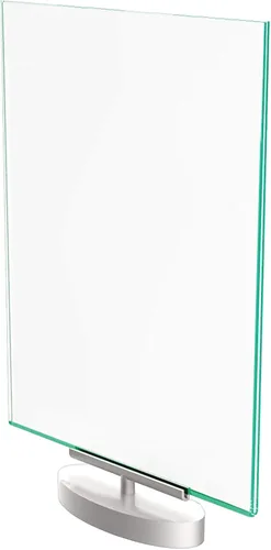 Vista 5 de deflecto Superior Image - Soporte giratorio para letreros con borde verde, inserto de 8.5 x 11 pulgadas, base plateada