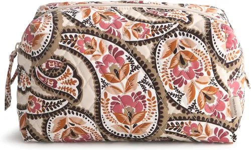 Vista 3 de Vera Bradley Bolsa de maquillaje cosmética grande de algodón premium Paisley floreciente