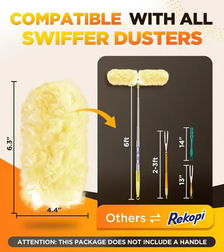 Vista 4 de 60 Count Heavy Duty Duster Refills for Swiffer, Multisurface 360° Larger Size Dusters with 4X Microfibers, Unscented Disposable Dusters for Cleaning
