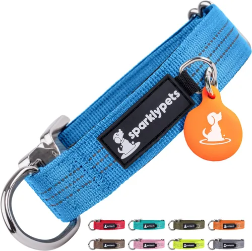 Vista 7 de Collar de perro extra pequeño con hebilla cromada de liberación rápida y soporte AirTag – Collares de razas pequeñas de primera calidad con rayas