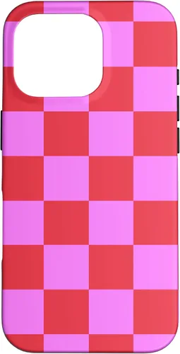 Vista 20 de Funda femenina con patrón de mujer rosa y rojo a cuadros para iPhone 17