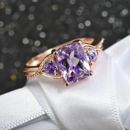 Vista 4 de Shop LC Purple Amethyst Promise Engagement Rings for Women 14K Rose Gold Plated 925 Sterling Silver Bride Birthday Gifts