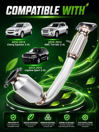 Vista 6 de Kit convertidor catalítico delantero de alto caudal, ajuste directo, Chevy Equinox GMC Terrain 2010 2011 2012 2013 2014 Captiva Sport 2012 2013 2014